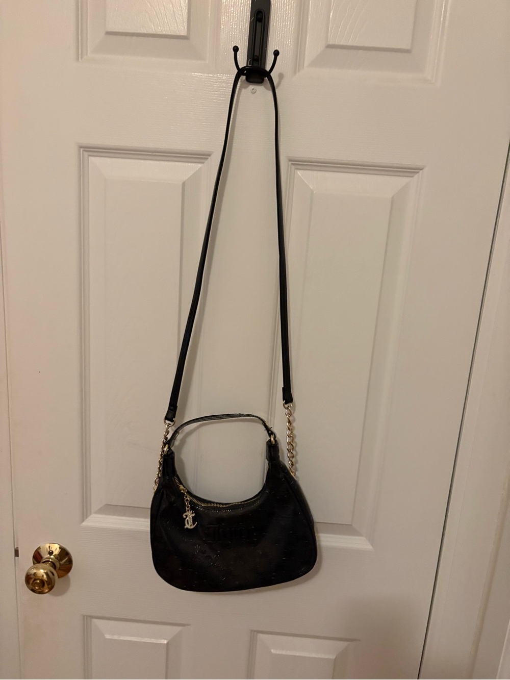 Juicy Couture Black Studded Shoulder Bag with Chain Strap